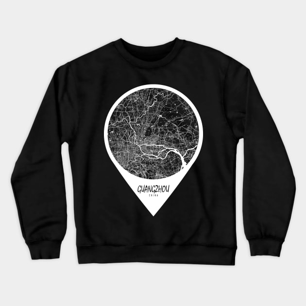 Guangzhou, China City Map - Travel Pin Crewneck Sweatshirt by deMAP Studio